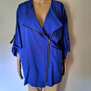 NWT Jeykay Asymmetrical Zip Front Bright Cobalt Blue Jacket/ Shacket Med